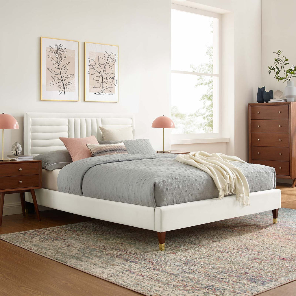 Sofia Channel Tufted Performance Velvet Full Platform Bed by Modway