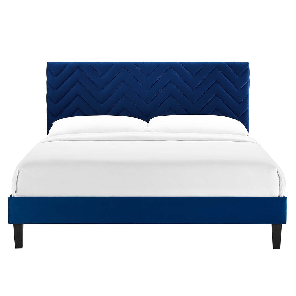 Leah Chevron Tufted Performance Velvet Full Platform Bed by Modway