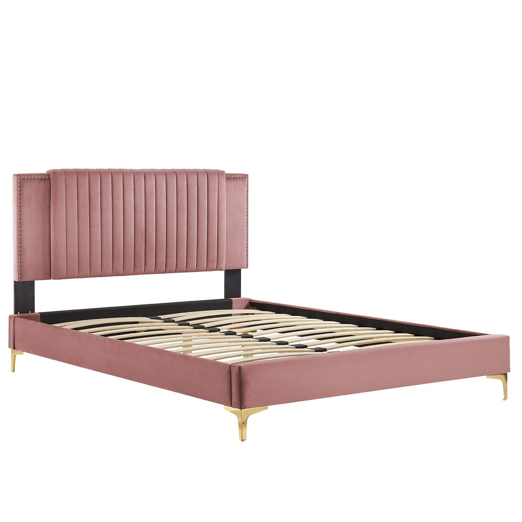 Zahra Channel Tufted Performance Velvet King Platform Bed by Modway