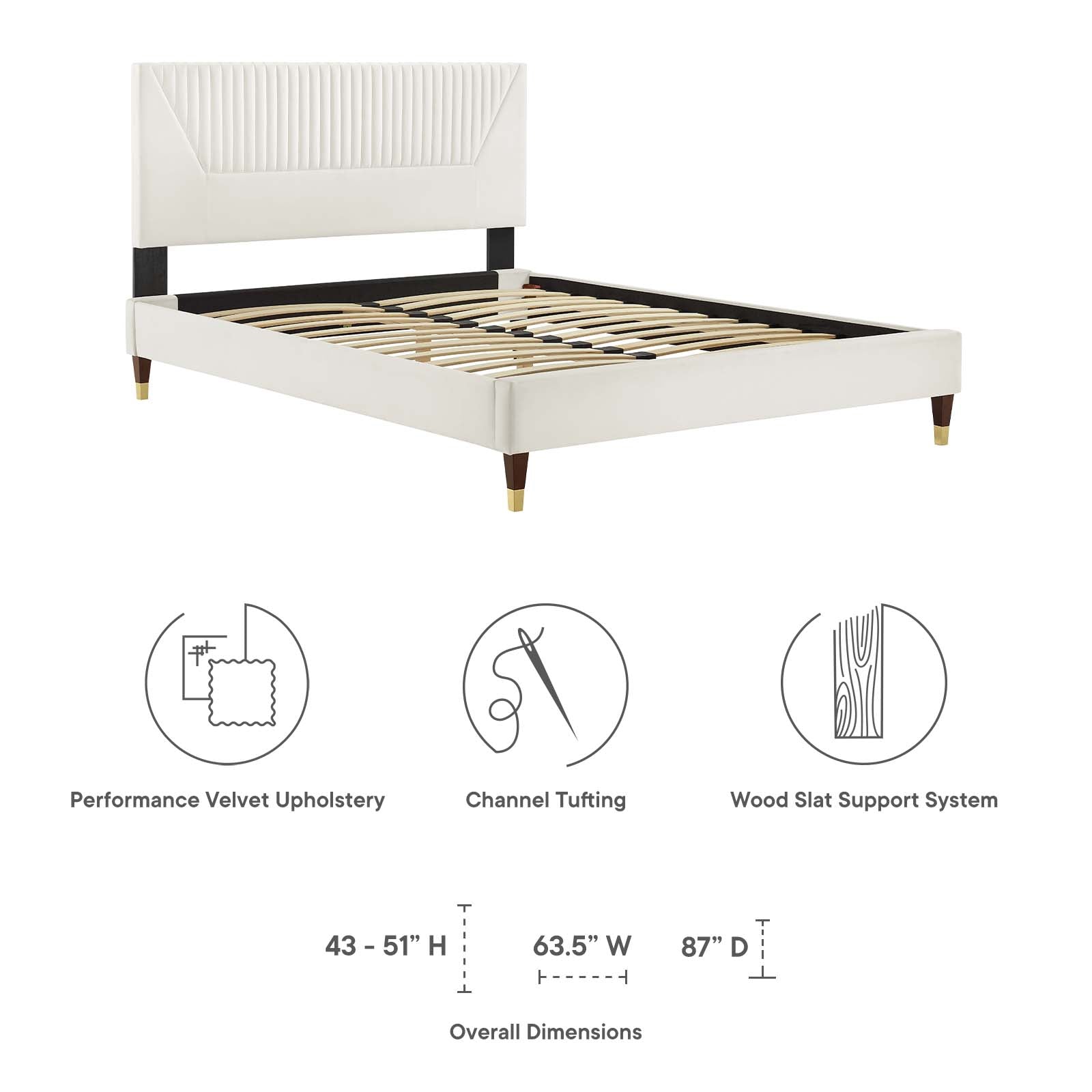 Yasmine Channel Tufted Performance Velvet King Platform Bed by Modway