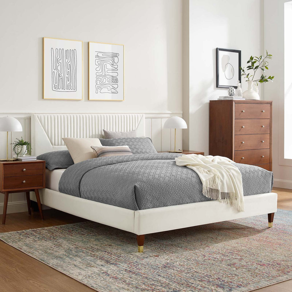 Yasmine Channel Tufted Performance Velvet King Platform Bed by Modway