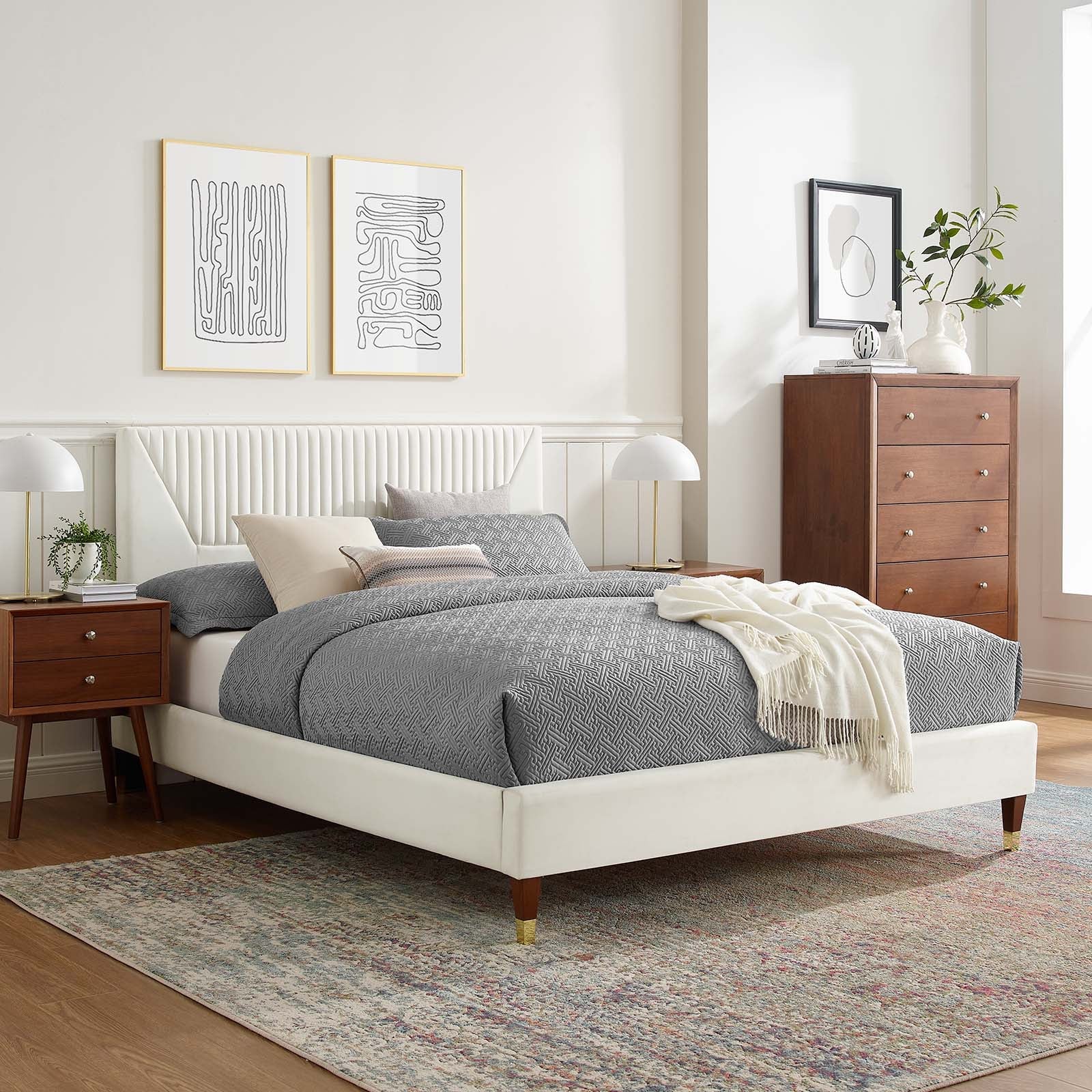 Yasmine Channel Tufted Performance Velvet King Platform Bed by Modway