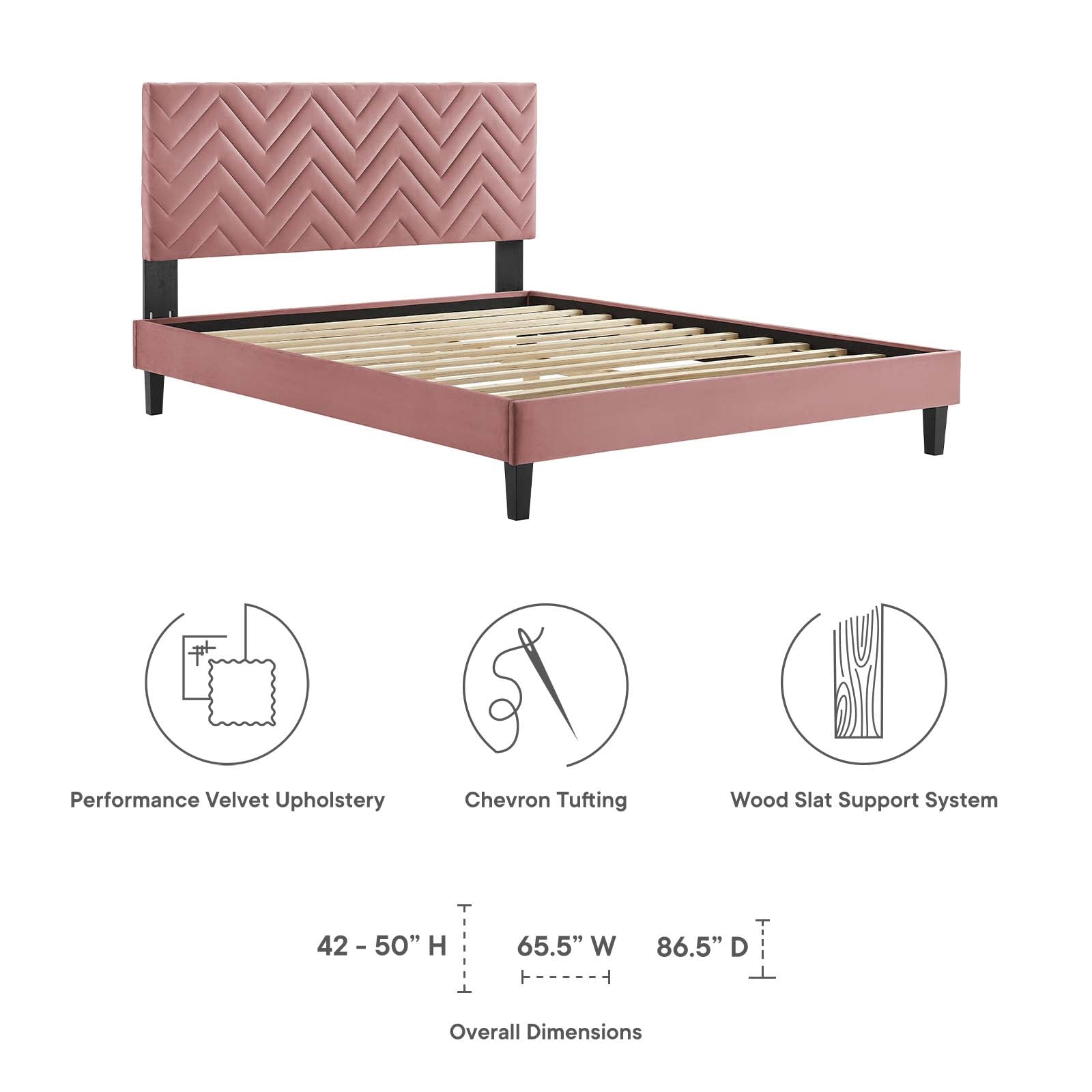 Leah Chevron Tufted Performance Velvet King Platform Bed by Modway