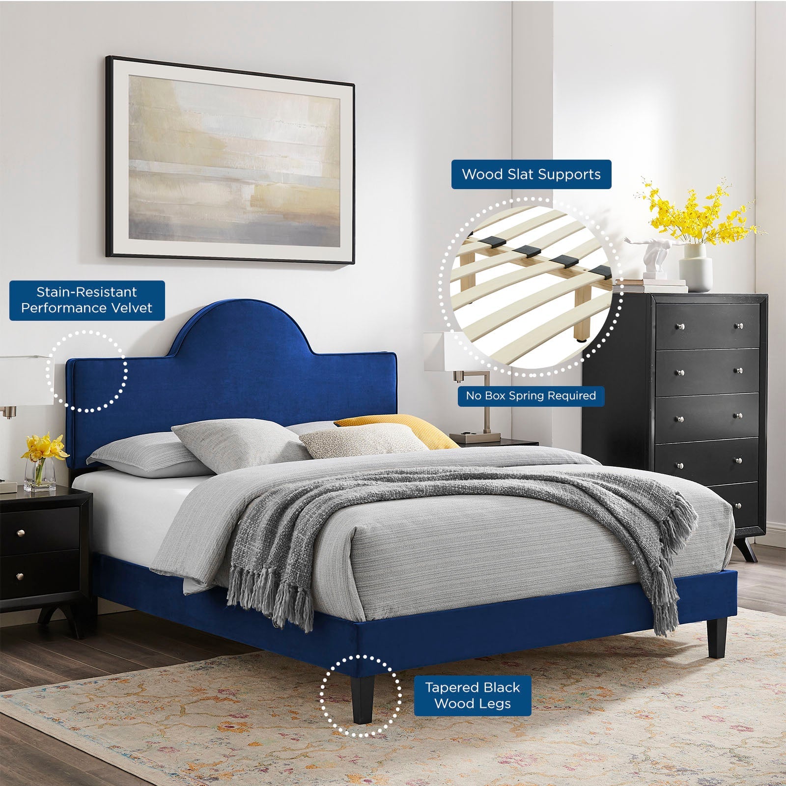 Soleil Performance Velvet King Bed by Modway