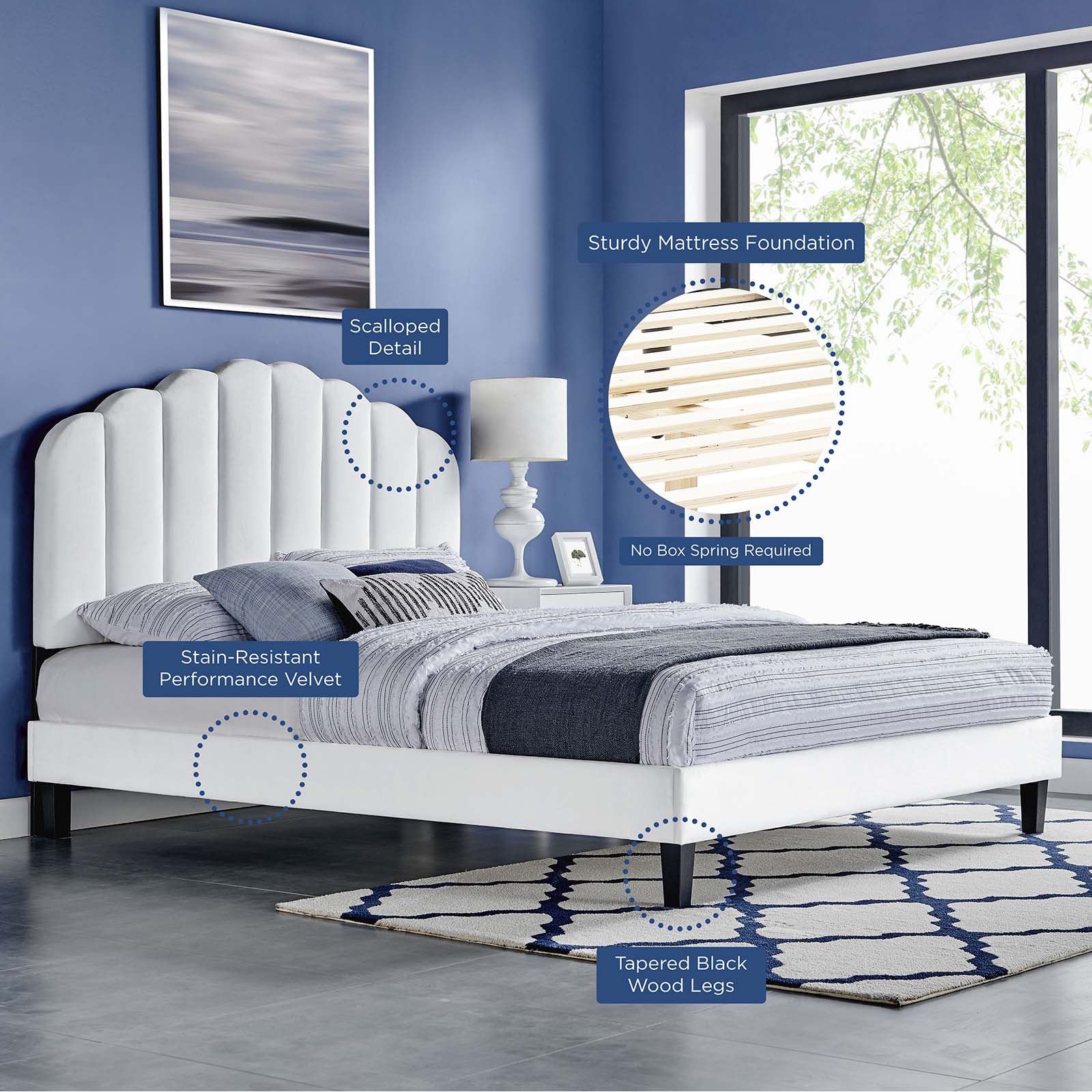 Daisy Performance Velvet Twin Platform Bed by Modway
