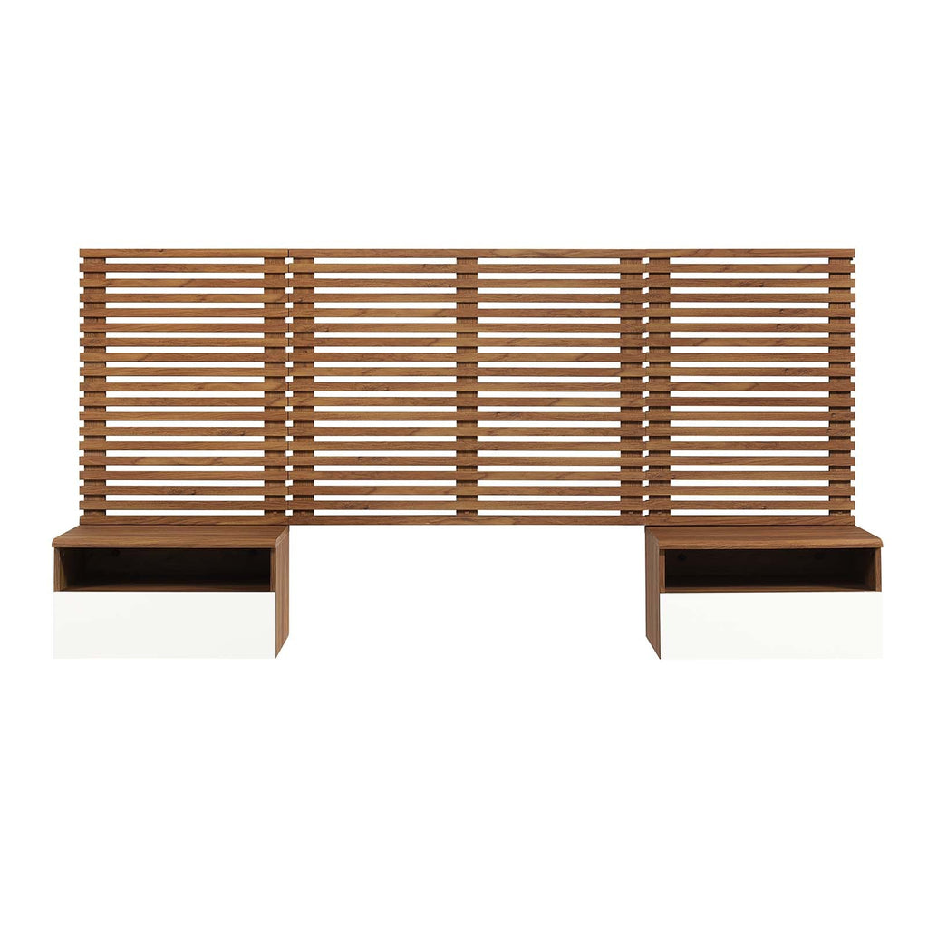 Render Wall Mount Twin Headboard and Modern Nightstands by Modway