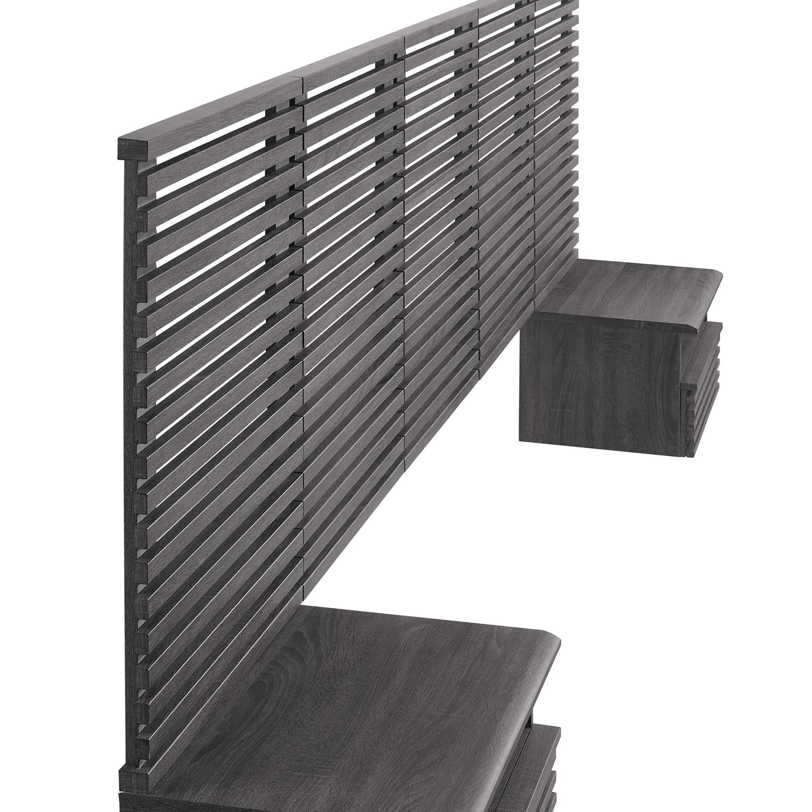 Render Wall Mount Queen Headboard and Modern Nightstands by Modway