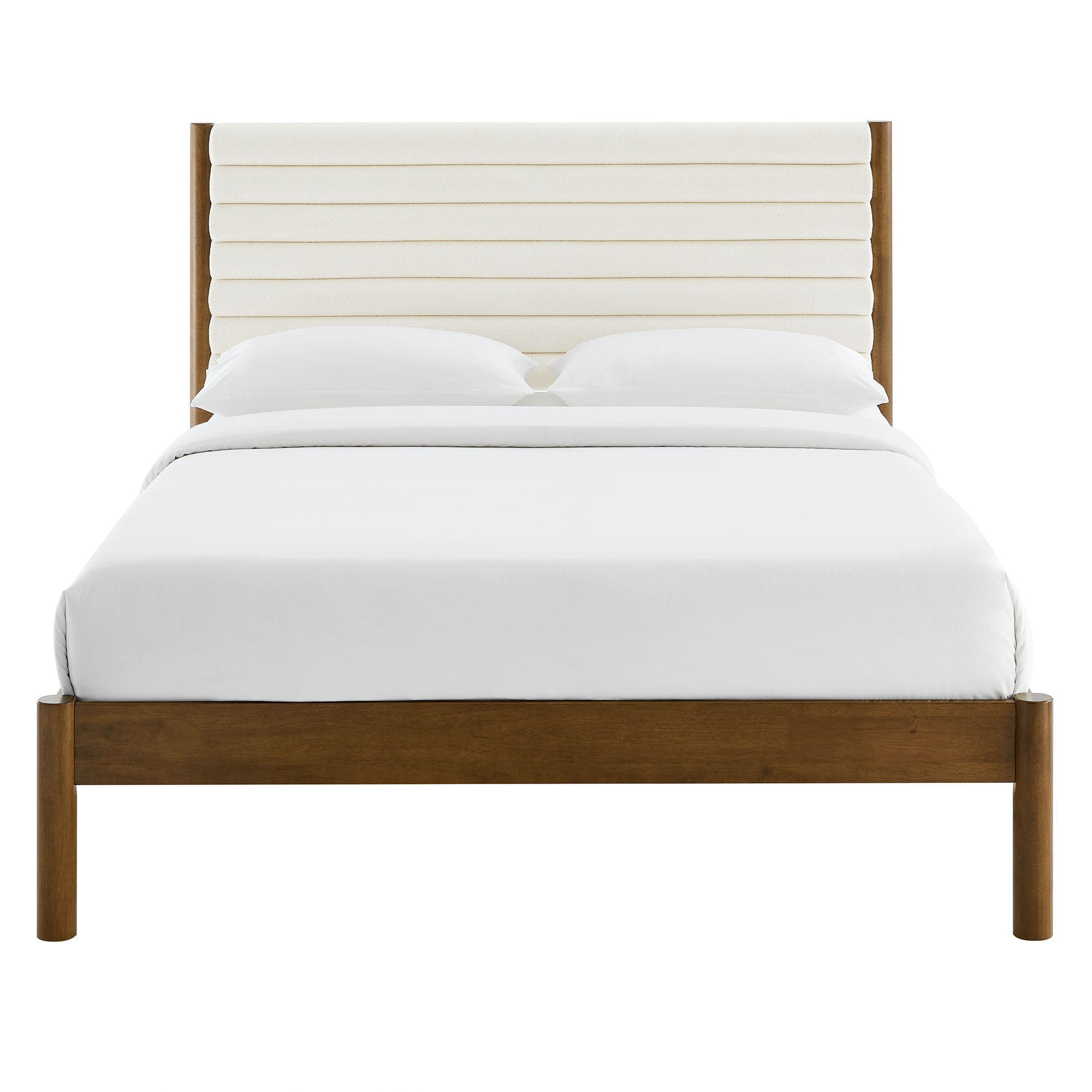 Olea Channel Tufted Boucle Solid Wood Queen Platform Bed by Modway