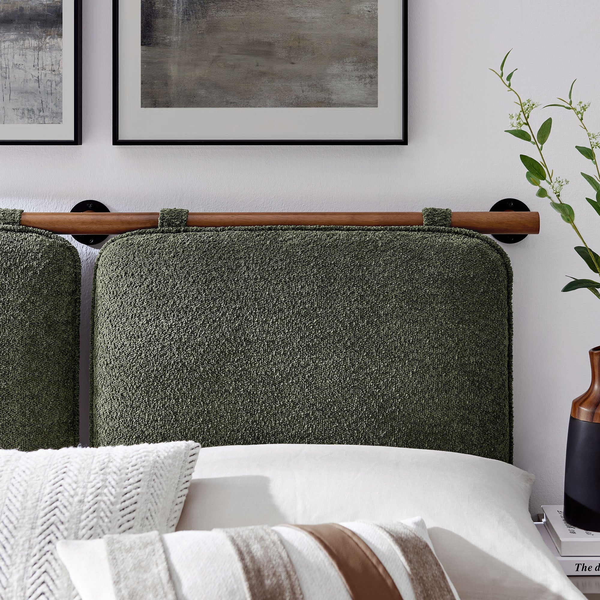 Anela Wall-Mounted Chenille Upholstered Queen Headboard by Modway