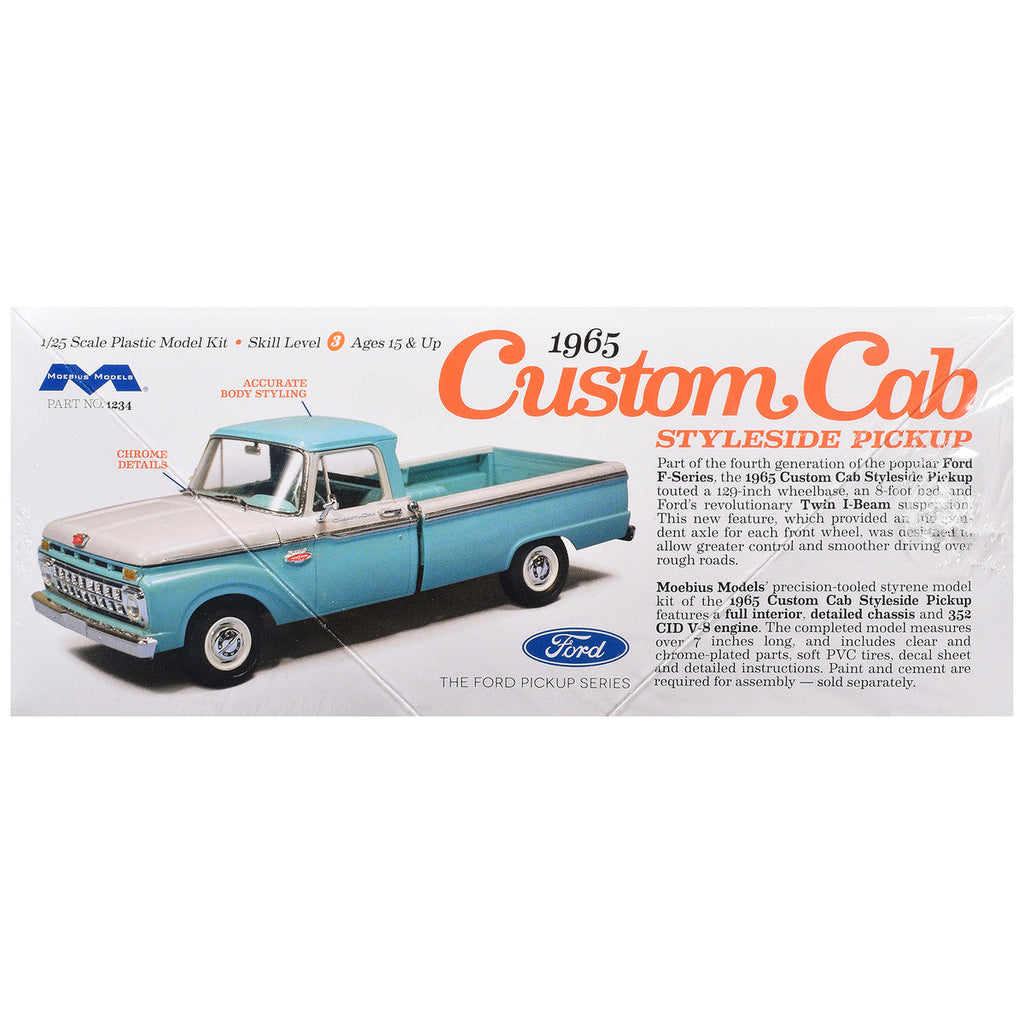 Skill 3 Model Kit 1965 Ford Custom Cab Styleside Pickup Truck 1/25 Scale Model by Moebius