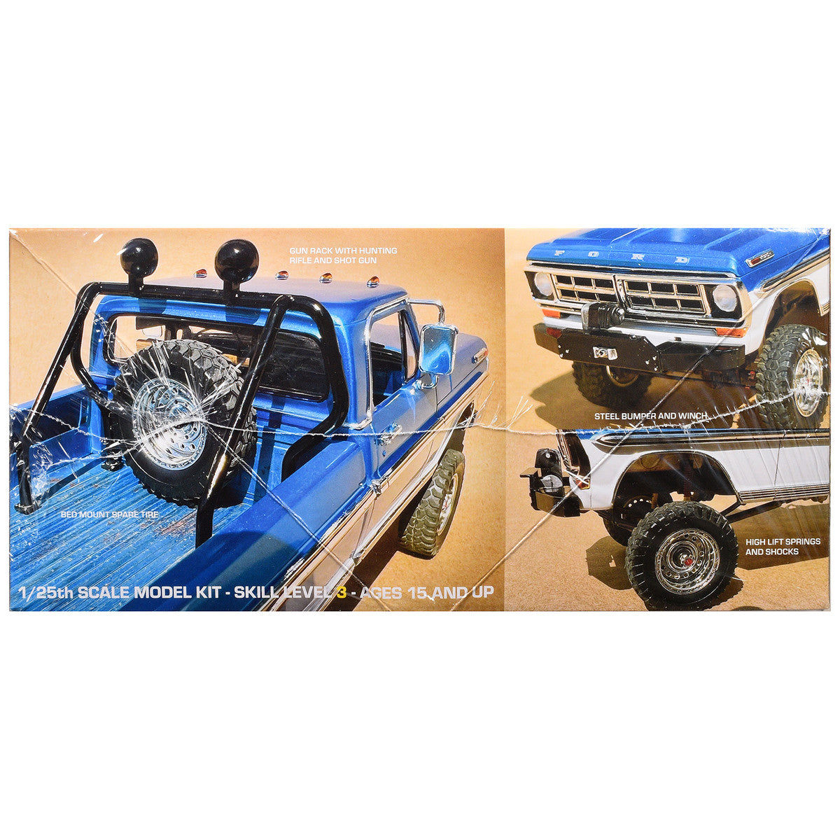Skill 3 Model Kit 1971 Ford F-250 Custom Lifted 4x4 Pickup Truck 1/25 Scale Model by Moebius