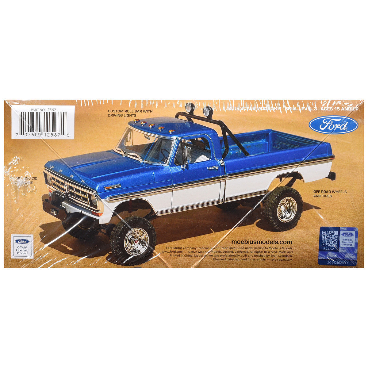 Skill 3 Model Kit 1971 Ford F-250 Custom Lifted 4x4 Pickup Truck 1/25 Scale Model by Moebius