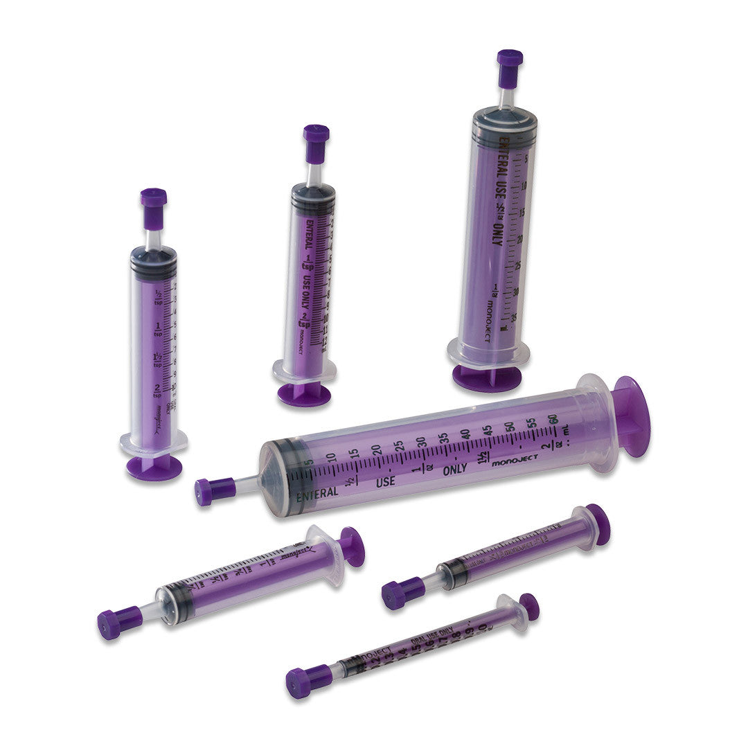 Monoject™ 3 mL Purple Syringes w/ Cap for Enteral Feeding - 403S