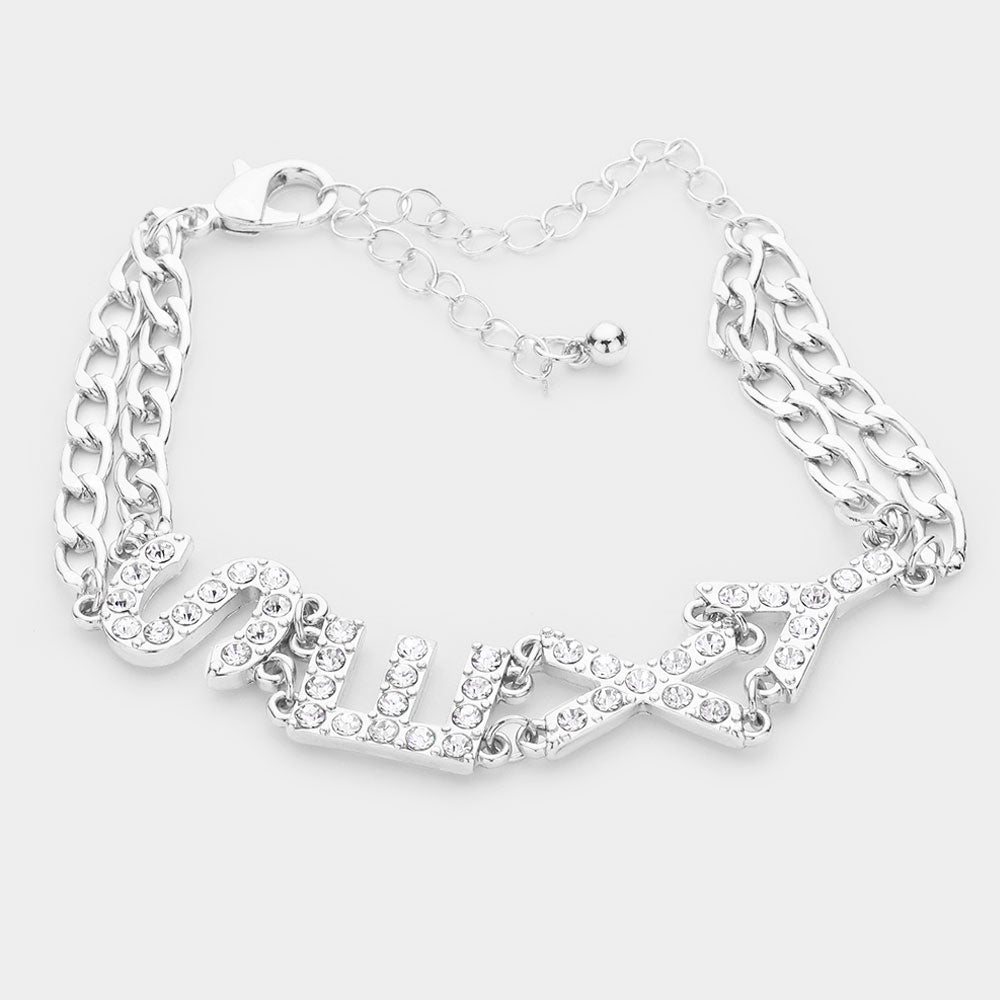 SEXY Rhinestone Embellished Message Bracelet