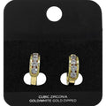 Gold Dipped Round CZ Channel Mini Open Hoop Earrings