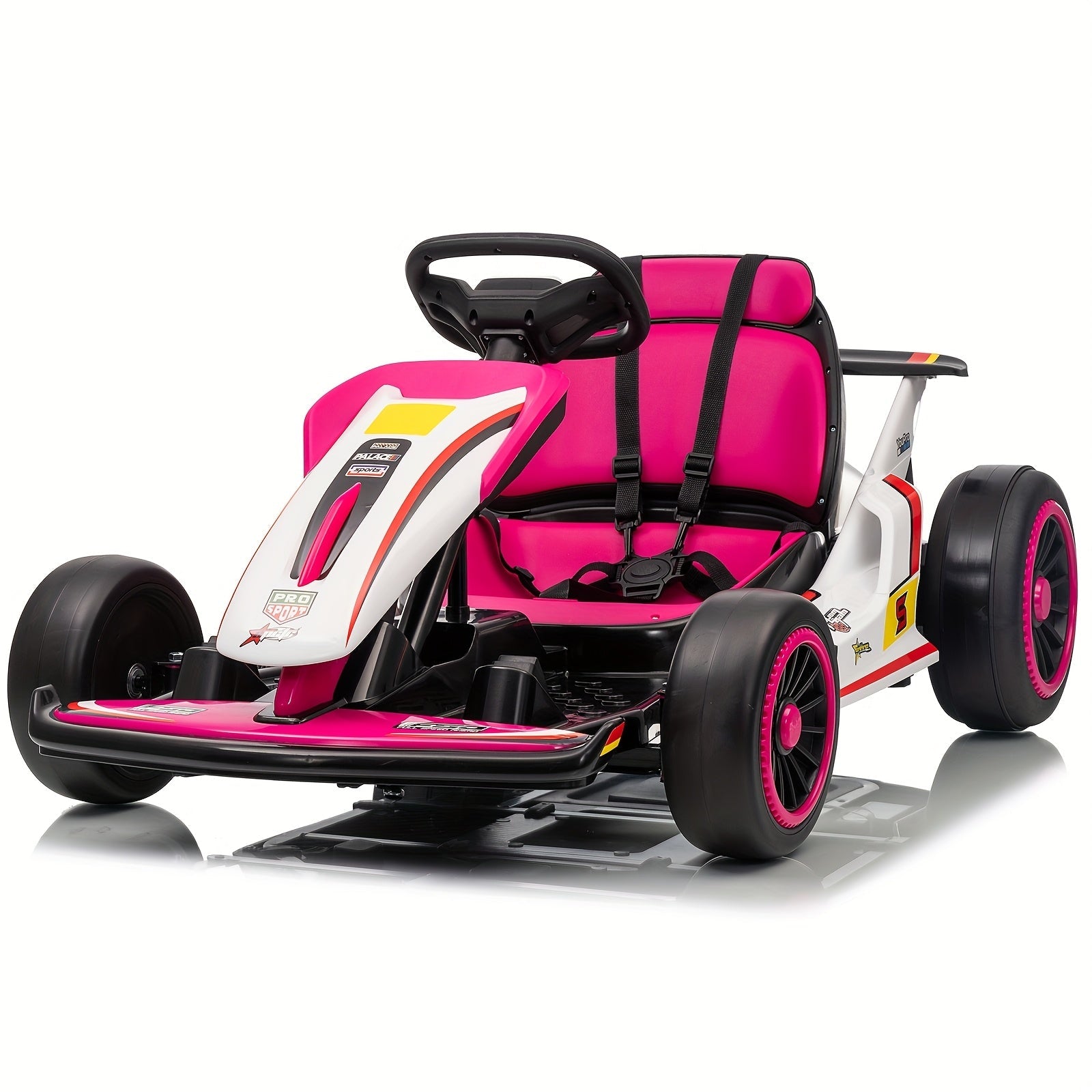 MUKIDY 24V Electric Go Kart, Drift Cart for 6- Kids Valentine'S Day Gifts, Battery Powered Outdoor Ride on Toy Electric Go Kart, with Soft Start, Music And Safety Belt