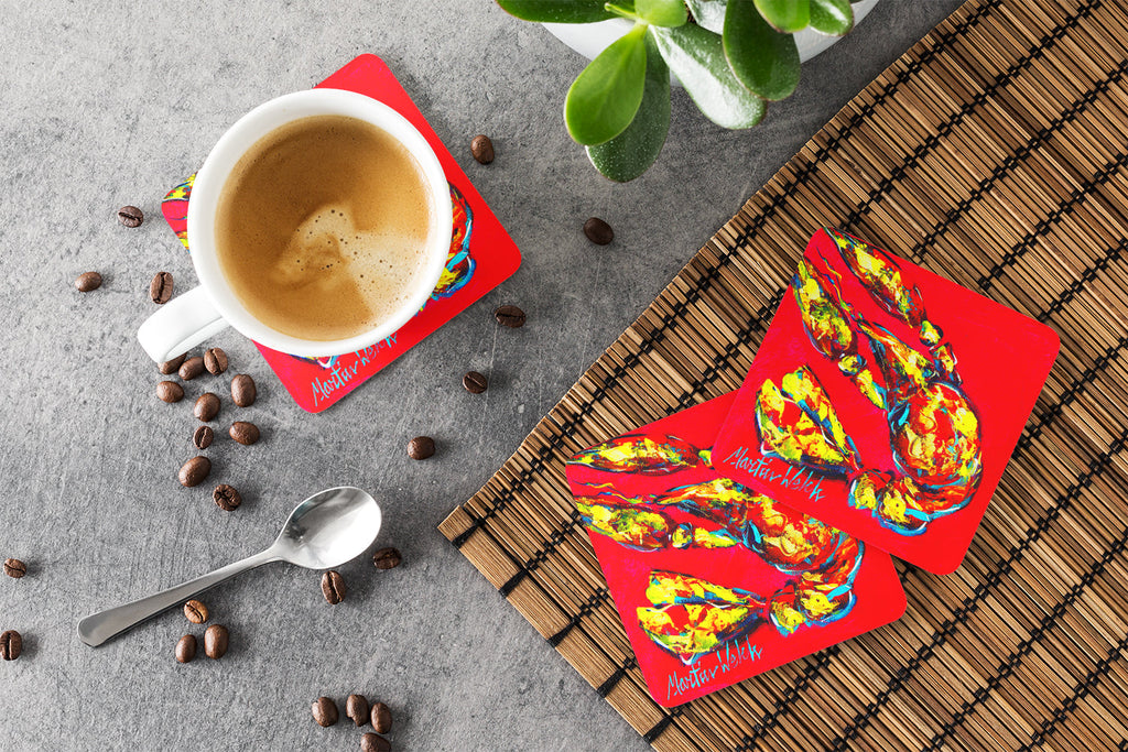 Crawfish Crunch Time Foam Coasters Set of 4 Cup Coasters for Indoor Outdoor, Tabletop Protection, Anti Slip, Mouse pad Material
