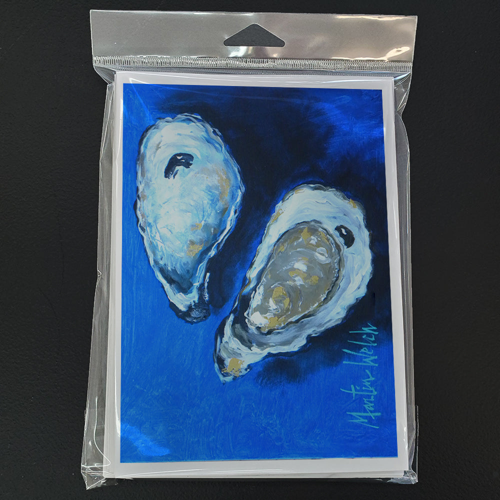 Oysters Seafood Four Greeting Cards Pack of 8 Blank Cards with Envelopes Whimsical A7 Size 5x7