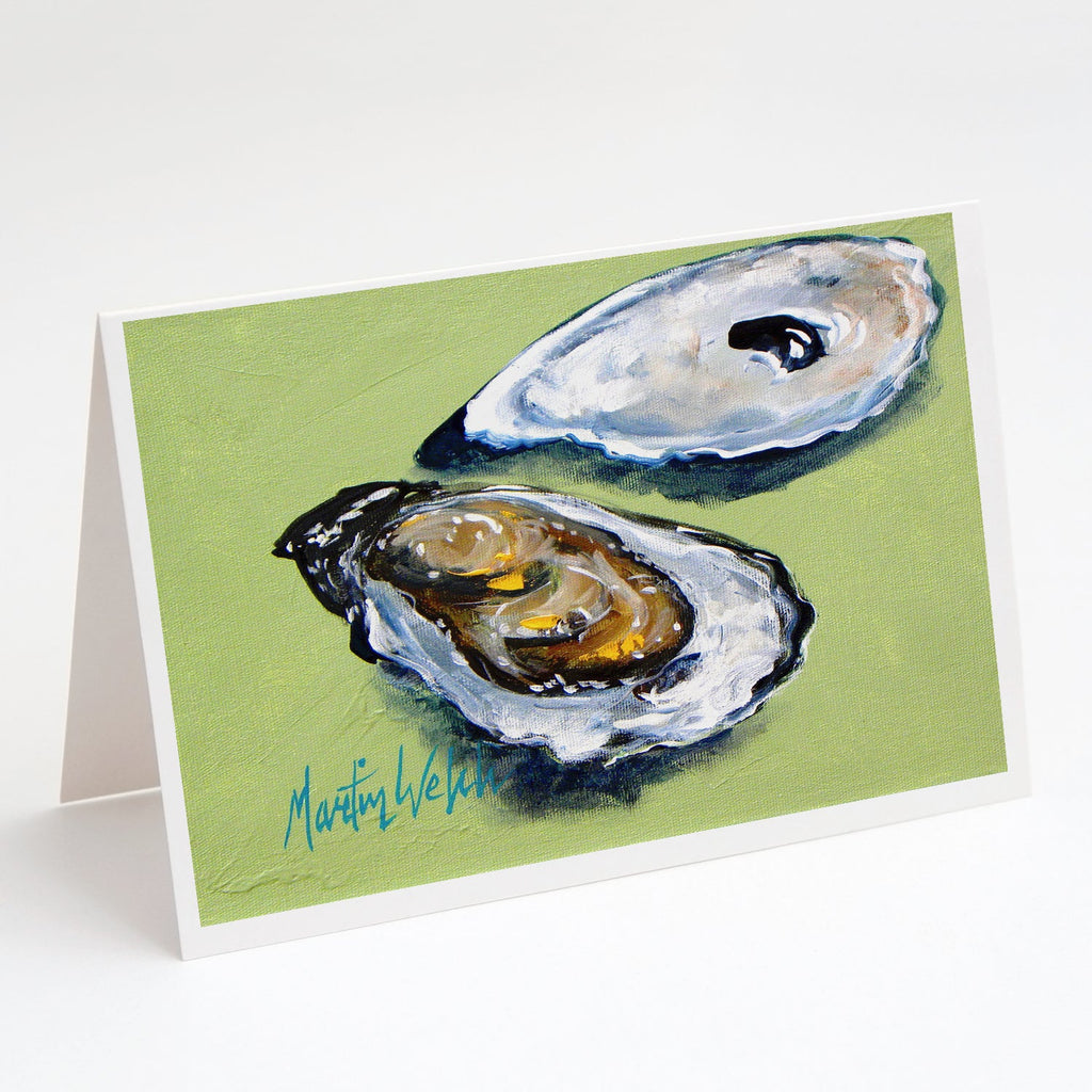 Oysters Two Shells Greeting Cards Pack of 8 Blank Cards with Envelopes Whimsical A7 Size 5x7