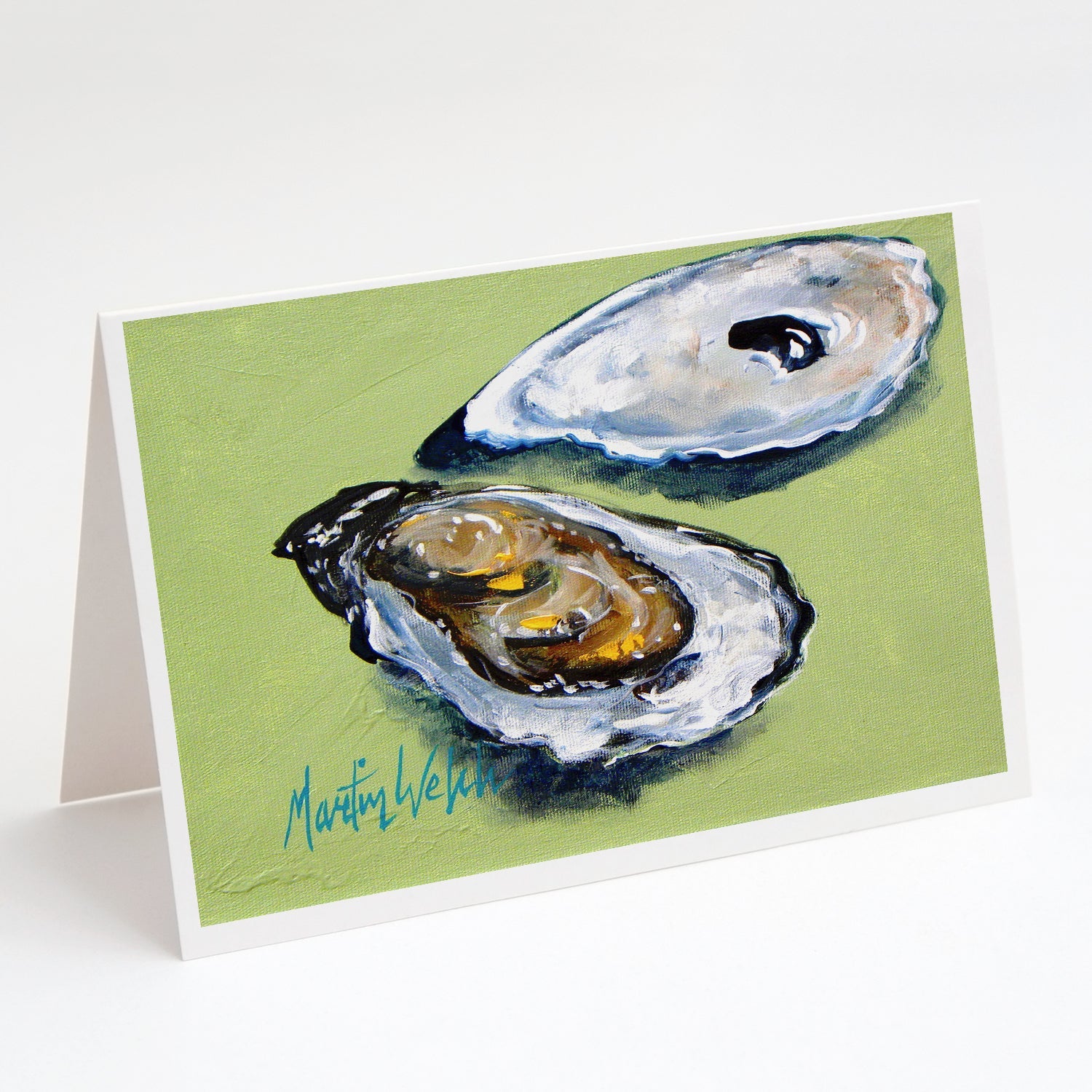 Oysters Two Shells Greeting Cards Pack of 8 Blank Cards with Envelopes Whimsical A7 Size 5x7
