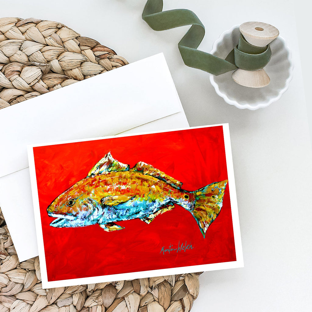 Fish - Red Fish Red Head Greeting Cards Pack of 8 Blank Cards with Envelopes Whimsical A7 Size 5x7