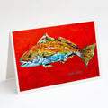 Fish - Red Fish Red Head Greeting Cards Pack of 8 Blank Cards with Envelopes Whimsical A7 Size 5x7