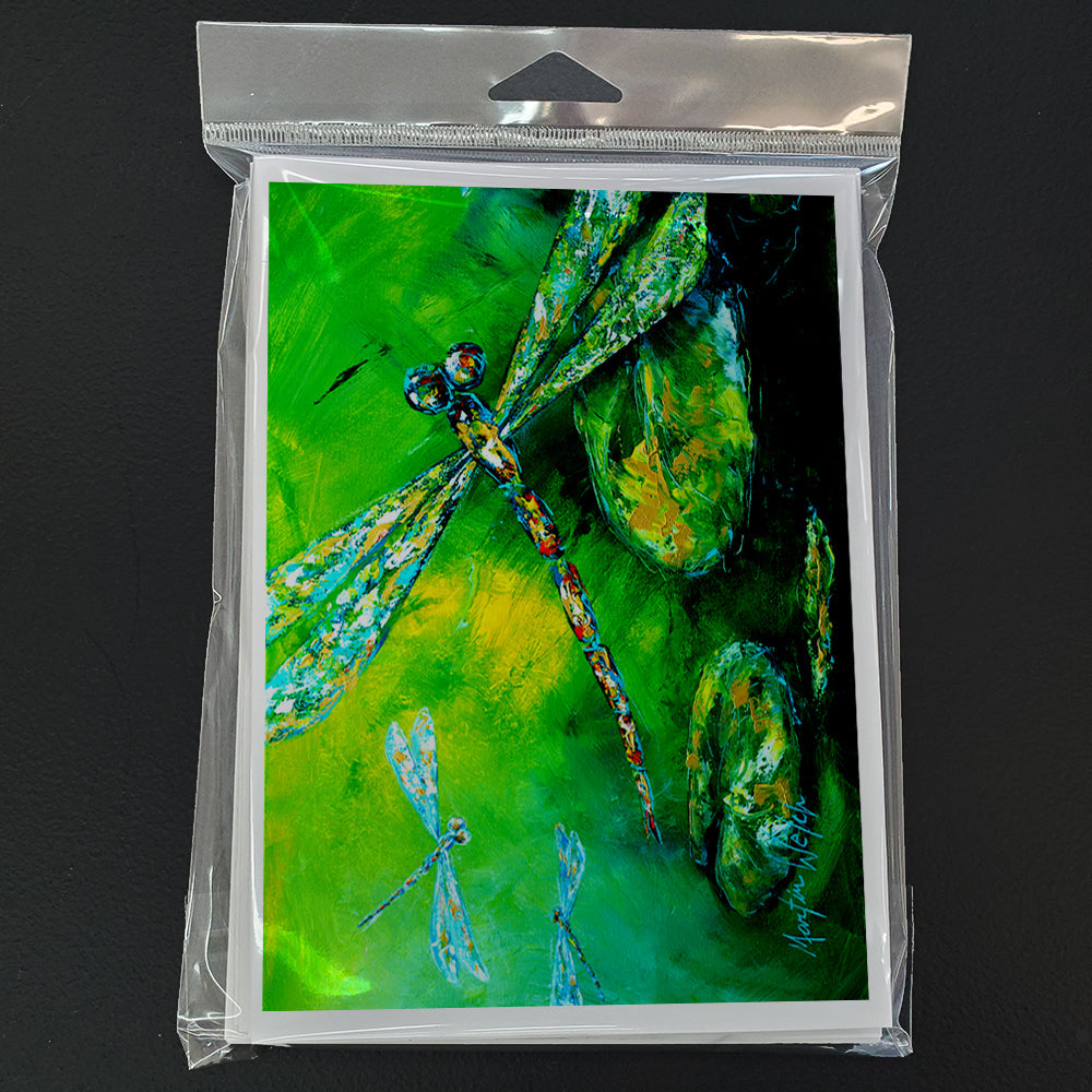 Dragonfly Summer Flies Greeting Cards Pack of 8 Blank Cards with Envelopes Whimsical A7 Size 5x7