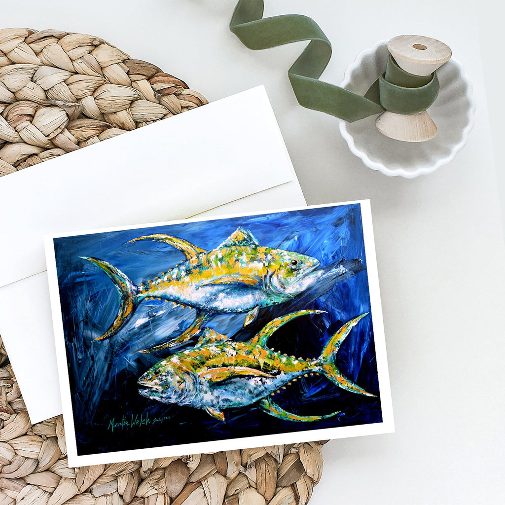 Fish - Tuna Tuna Blue Greeting Cards Pack of 8 Blank Cards with Envelopes Whimsical A7 Size 5x7