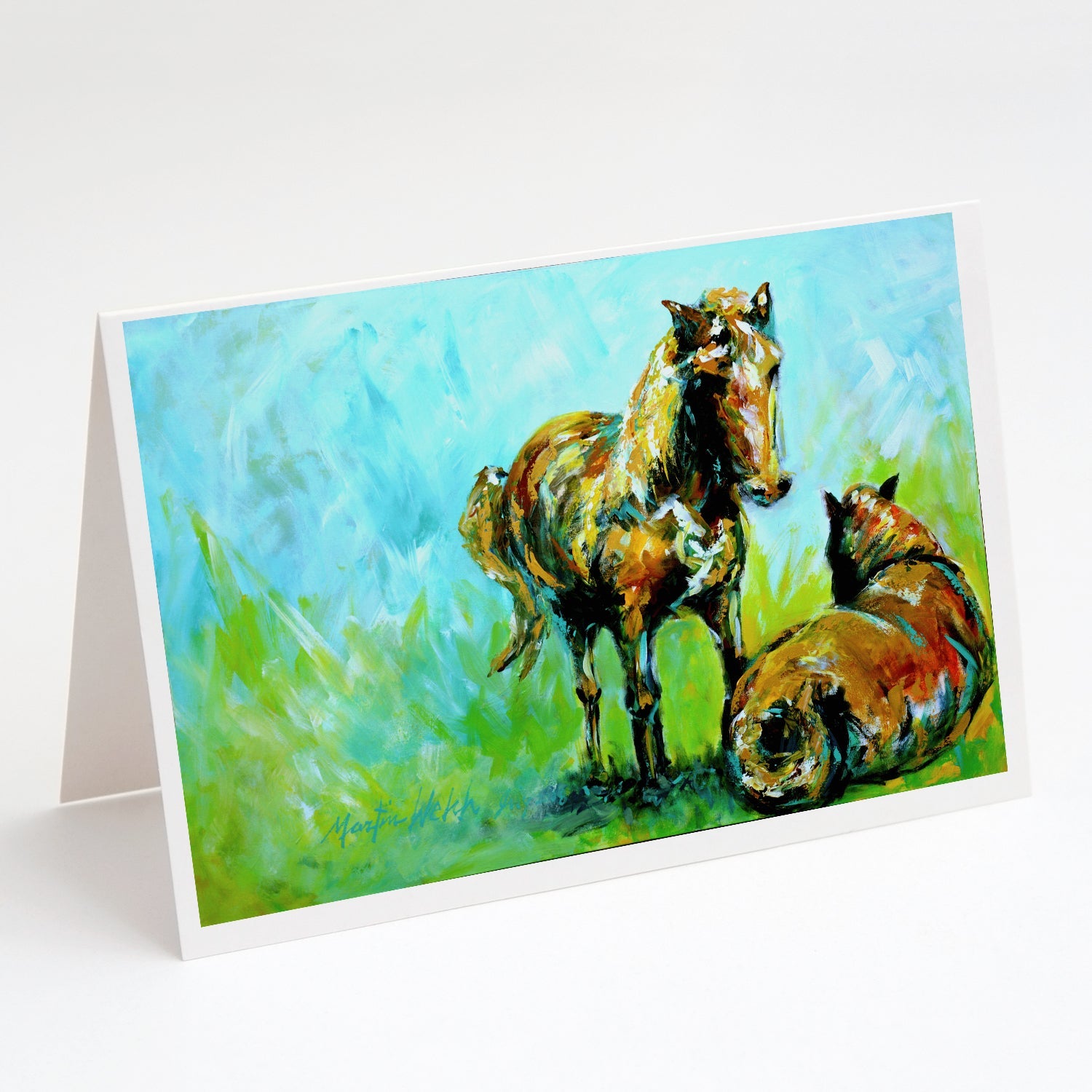 Horse Grazin Greeting Cards Pack of 8 Blank Cards with Envelopes Whimsical A7 Size 5x7
