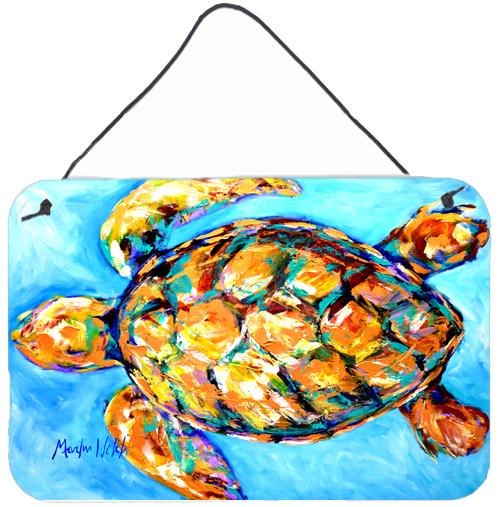 Sand Dance Turtle Wall or Door Hanging Prints Aluminum Metal Sign Kitchen Wall Bar Bathroom Plaque Home Decor, 8HX12W, Multicolor