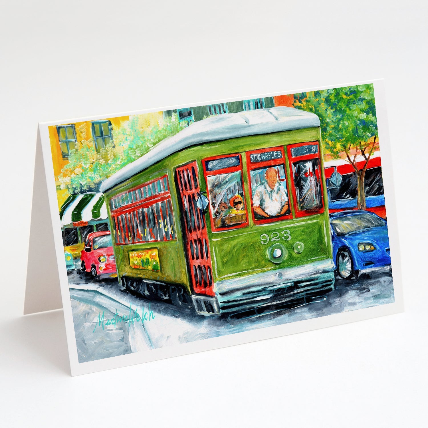 Street Car Greeting Cards Pack of 8 Blank Cards with Envelopes Whimsical A7 Size 5x7