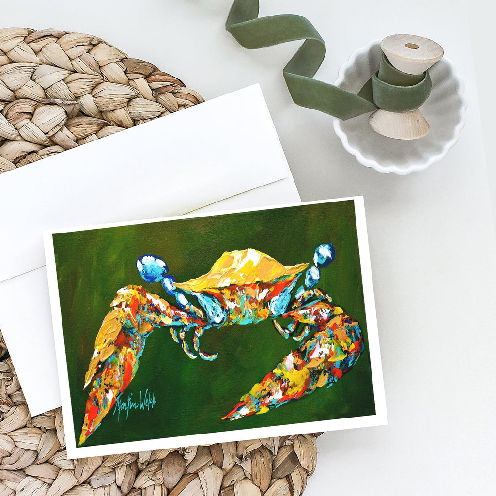 Go Green Crab Greeting Cards Pack of 8 Blank Cards with Envelopes Whimsical A7 Size 5x7