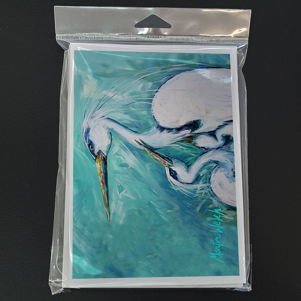 Mother's Love White Crane Greeting Cards Pack of 8 Blank Cards with Envelopes Whimsical A7 Size 5x7