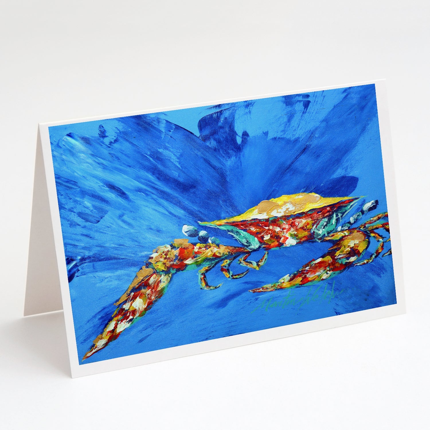 Big Spash Crab in blue Greeting Cards Pack of 8 Blank Cards with Envelopes Whimsical A7 Size 5x7