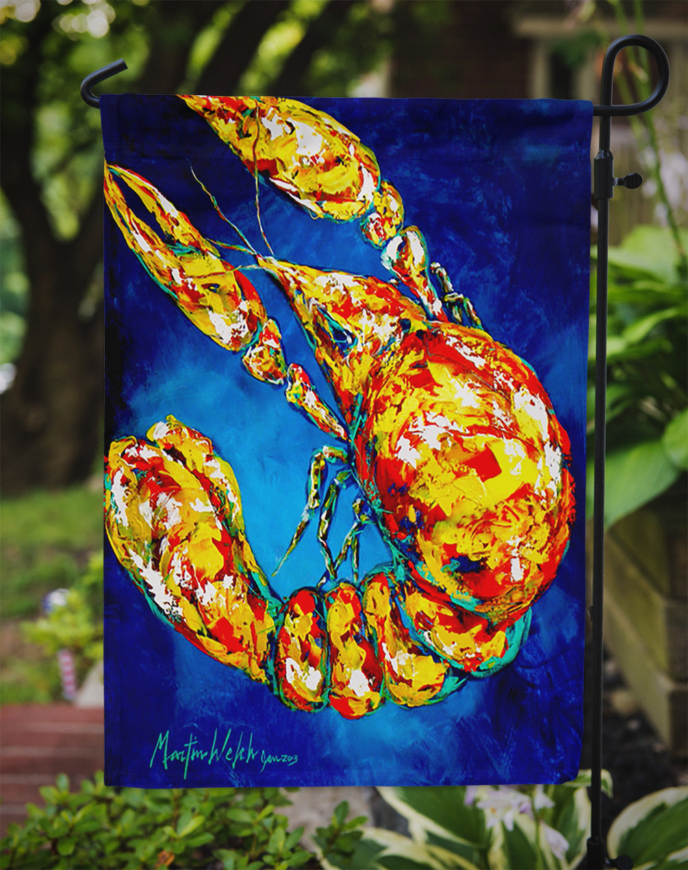 Big Boy on Blue Crawfish Garden Flag Mailbox Decorative Yard Banner Outside Patio Artwork for Flower Beds, Garden Size, Multicolor