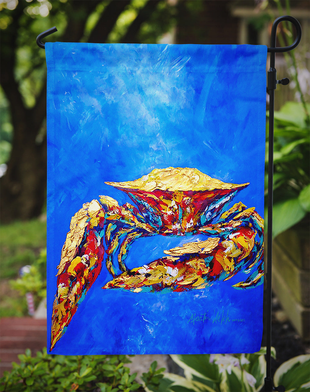 Blue Crab on Blue Sr. Garden Flag Mailbox Decorative Yard Banner Outside Patio Artwork for Flower Beds, Garden Size, Multicolor