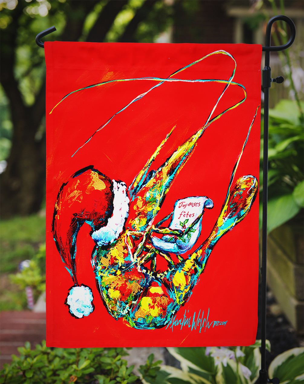 Happy Holidays Shrimp Garden Flag Mailbox Decorative Yard Banner Outside Patio Artwork for Flower Beds, Garden Size, Multicolor