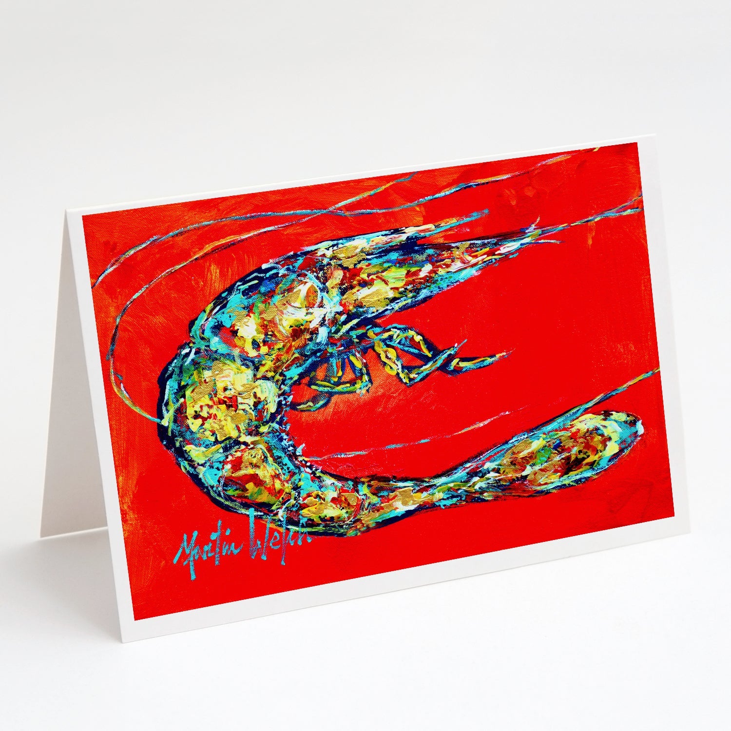 Shrimp Boil Greeting Cards Pack of 8 Blank Cards with Envelopes Whimsical A7 Size 5x7