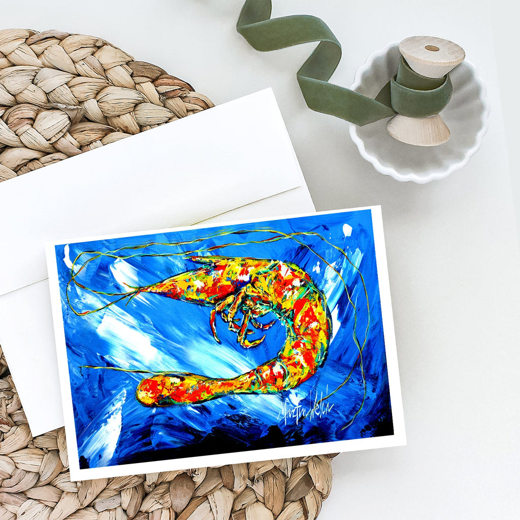 Ice Blue Shrimp Greeting Cards Pack of 8 Blank Cards with Envelopes Whimsical A7 Size 5x7
