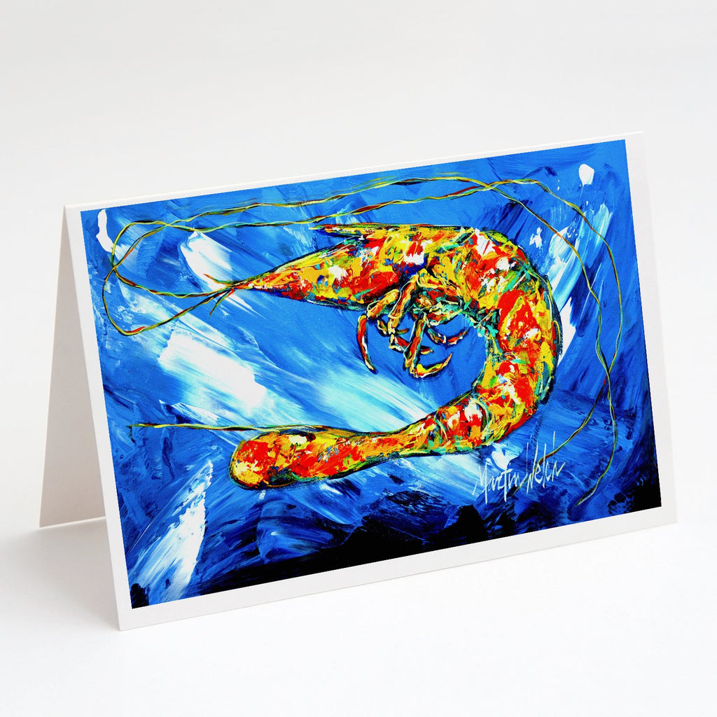 Ice Blue Shrimp Greeting Cards Pack of 8 Blank Cards with Envelopes Whimsical A7 Size 5x7