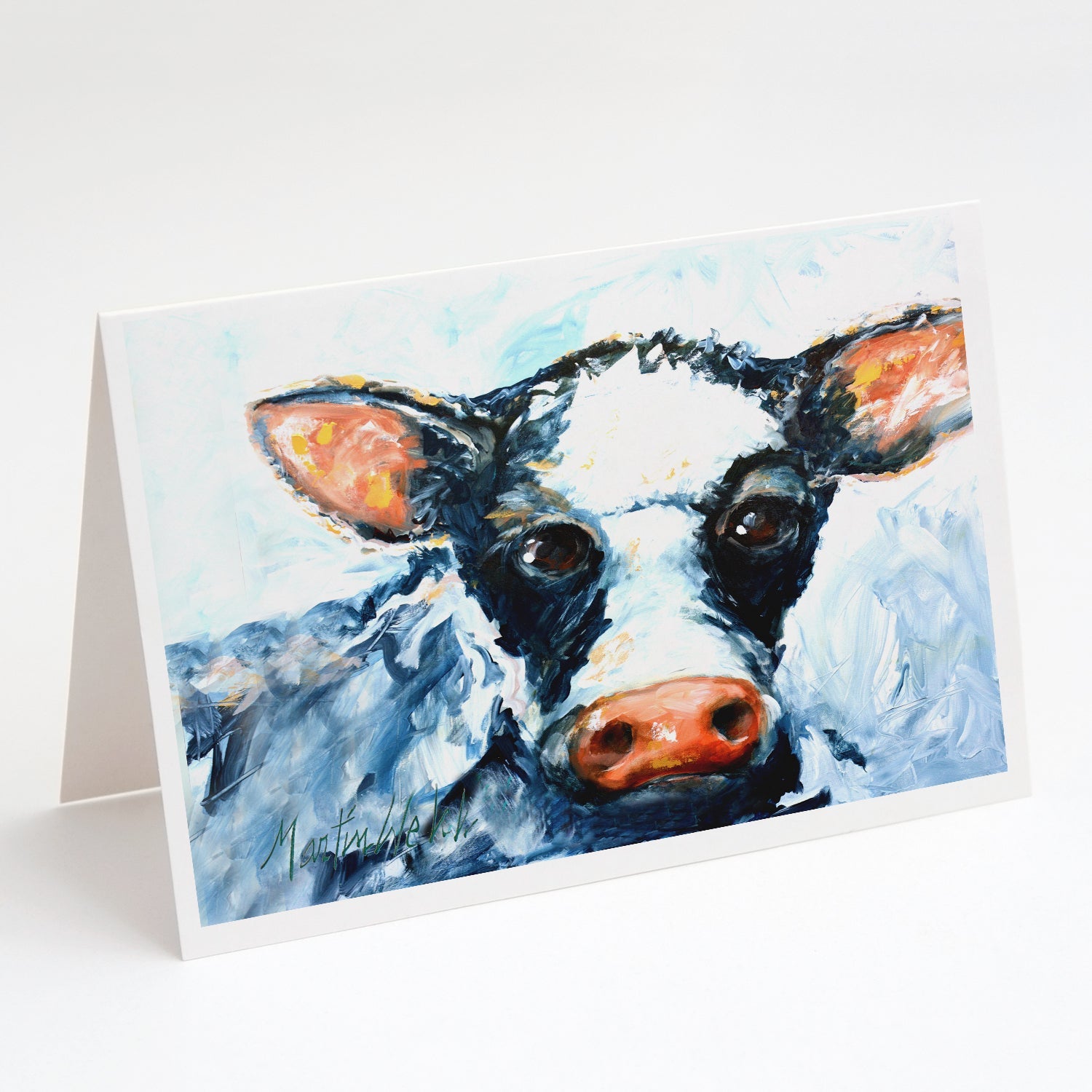 Cow Lick Black and White Cow Greeting Cards Pack of 8 Blank Cards with Envelopes Whimsical A7 Size 5x7