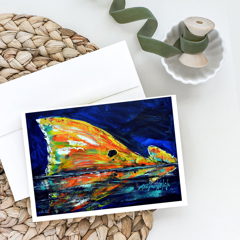 Flipper Red Fish Greeting Cards Pack of 8 Blank Cards with Envelopes Whimsical A7 Size 5x7