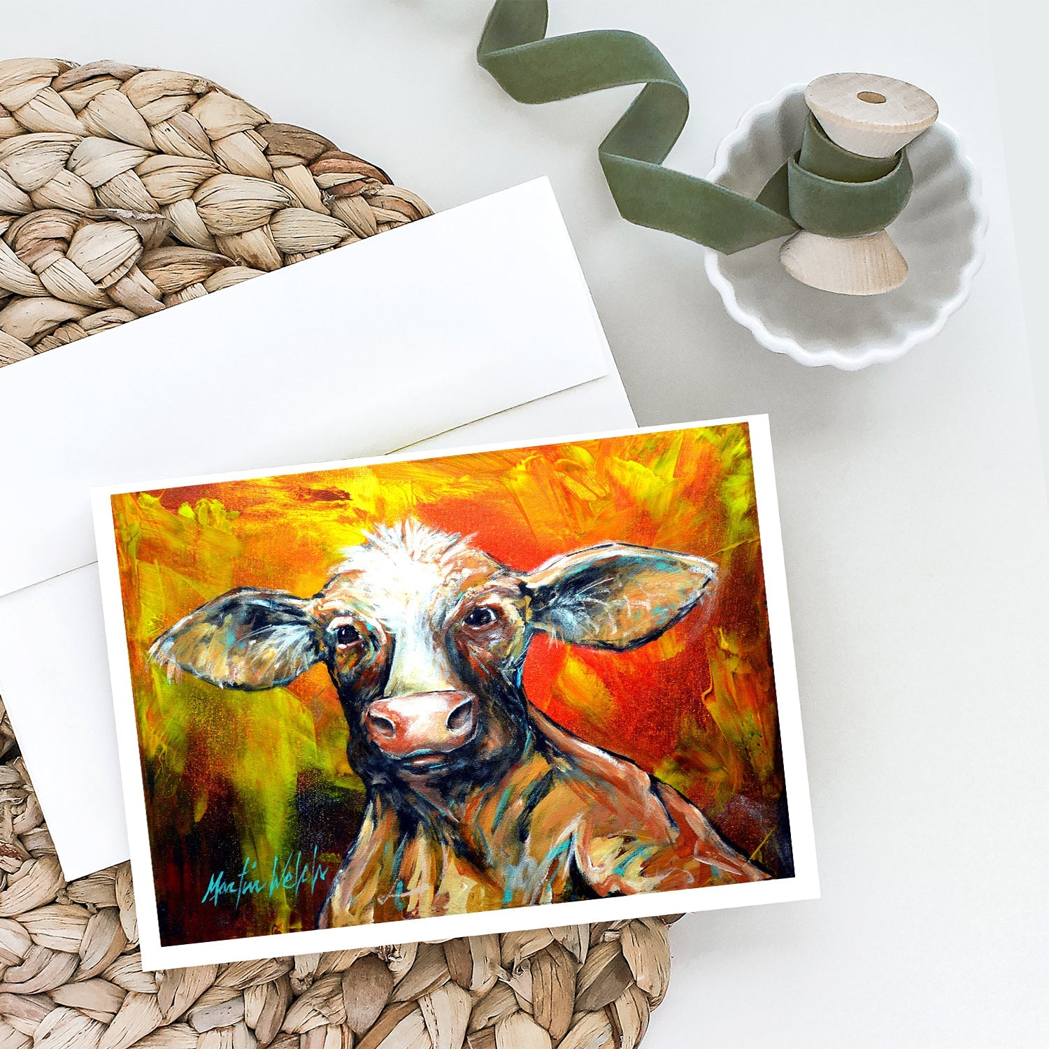 Happy Cow Greeting Cards Pack of 8 Blank Cards with Envelopes Whimsical A7 Size 5x7