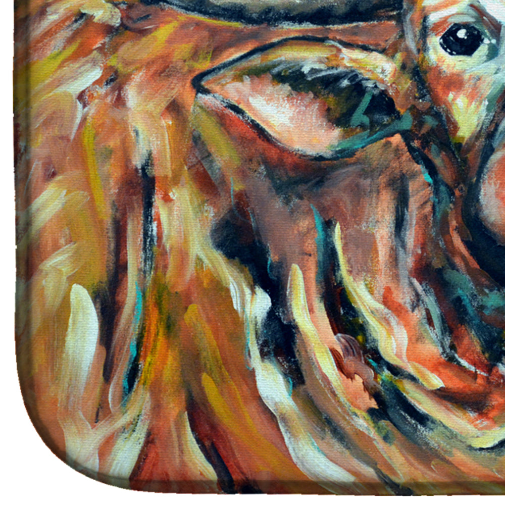 See Red Longhorn Cow Dish Drying Mat Absorbent Dish Drying Mat Pad for Kitchen Counter Dish Drainer Mat for Countertop, 14 x 21", Multicolor