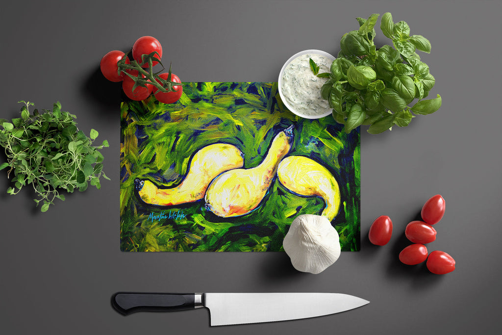 Three Crooks Squash Cutting Board Tempered Glass Kitchen Cutting Surface, Heat Resistant Chopping, Non-Slip Feet, Food Prep & Serving