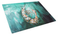 A Touch of Blue Shrimp Cutting Board Tempered Glass Kitchen Cutting Surface, Heat Resistant Chopping, Non-Slip Feet, Food Prep & Serving