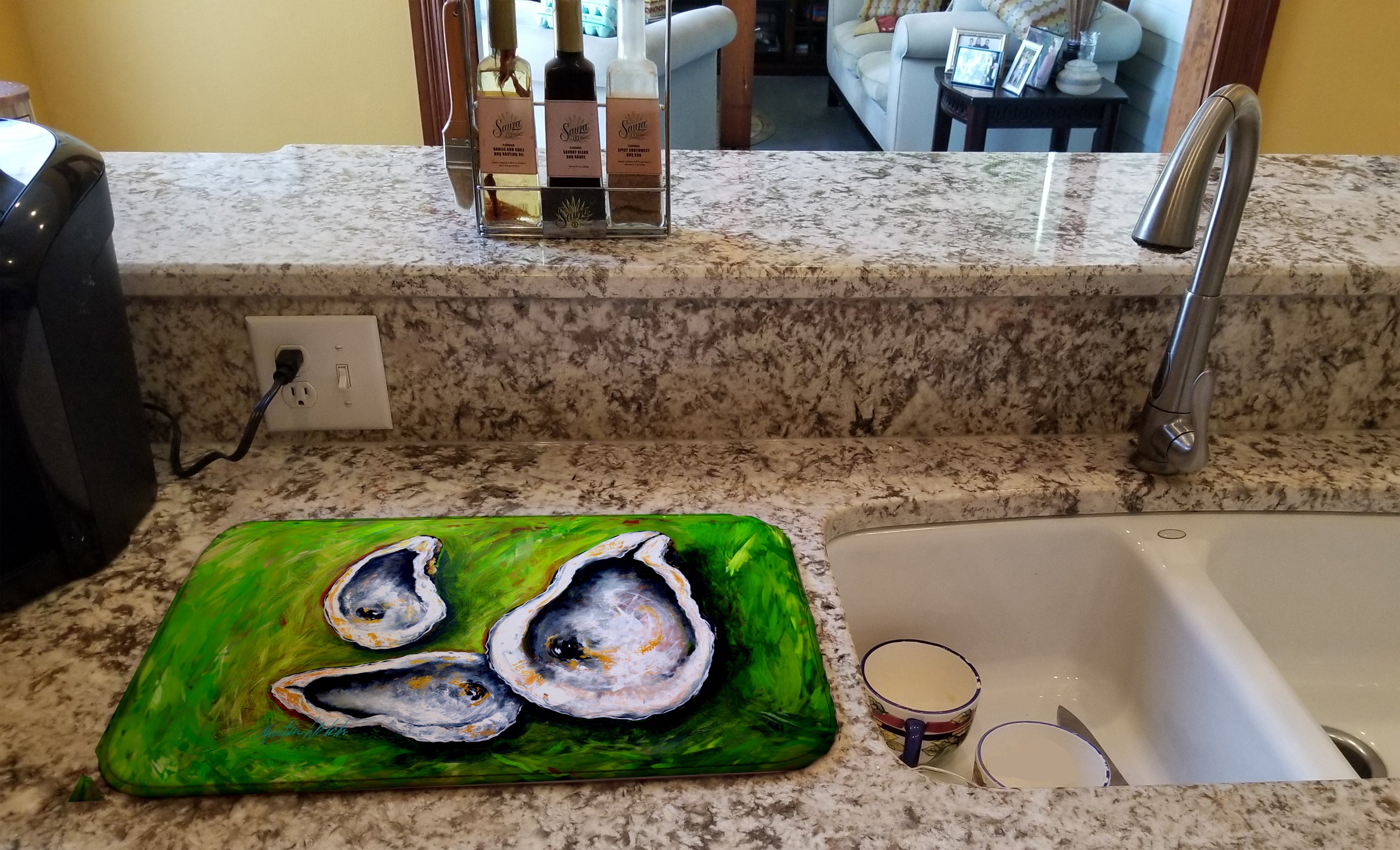 All Shucked Oysters Dish Drying Mat Absorbent Dish Drying Mat Pad for Kitchen Counter Dish Drainer Mat for Countertop, 14 x 21", Multicolor