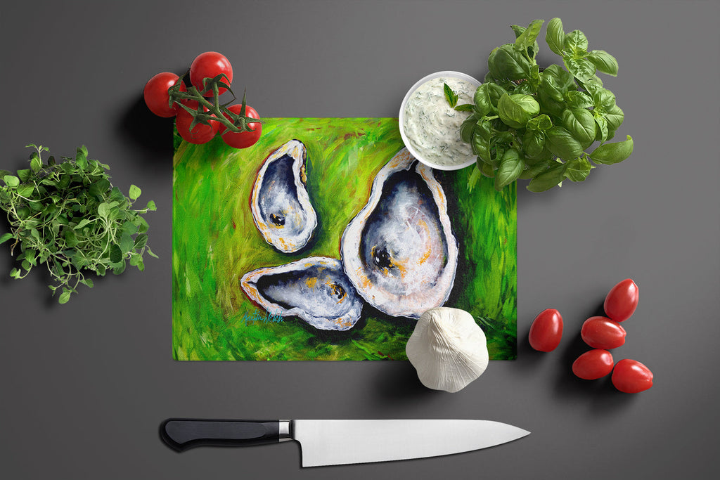 All Shucked Oysters Cutting Board Tempered Glass Kitchen Cutting Surface, Heat Resistant Chopping, Non-Slip Feet, Food Prep & Serving
