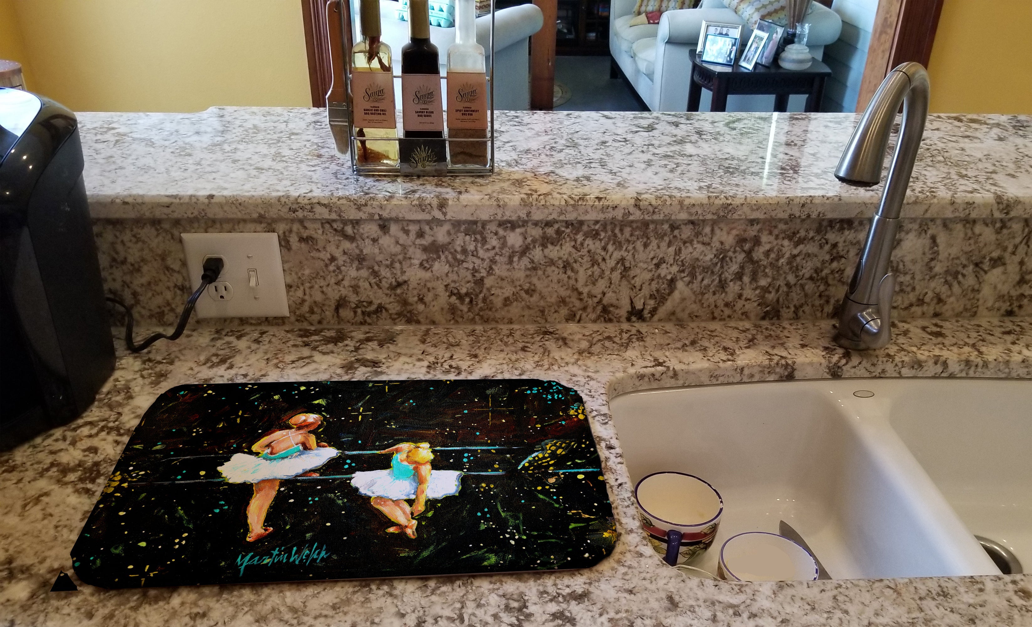 At Practice Ballet Dish Drying Mat Absorbent Dish Drying Mat Pad for Kitchen Counter Dish Drainer Mat for Countertop, 14 x 21", Multicolor