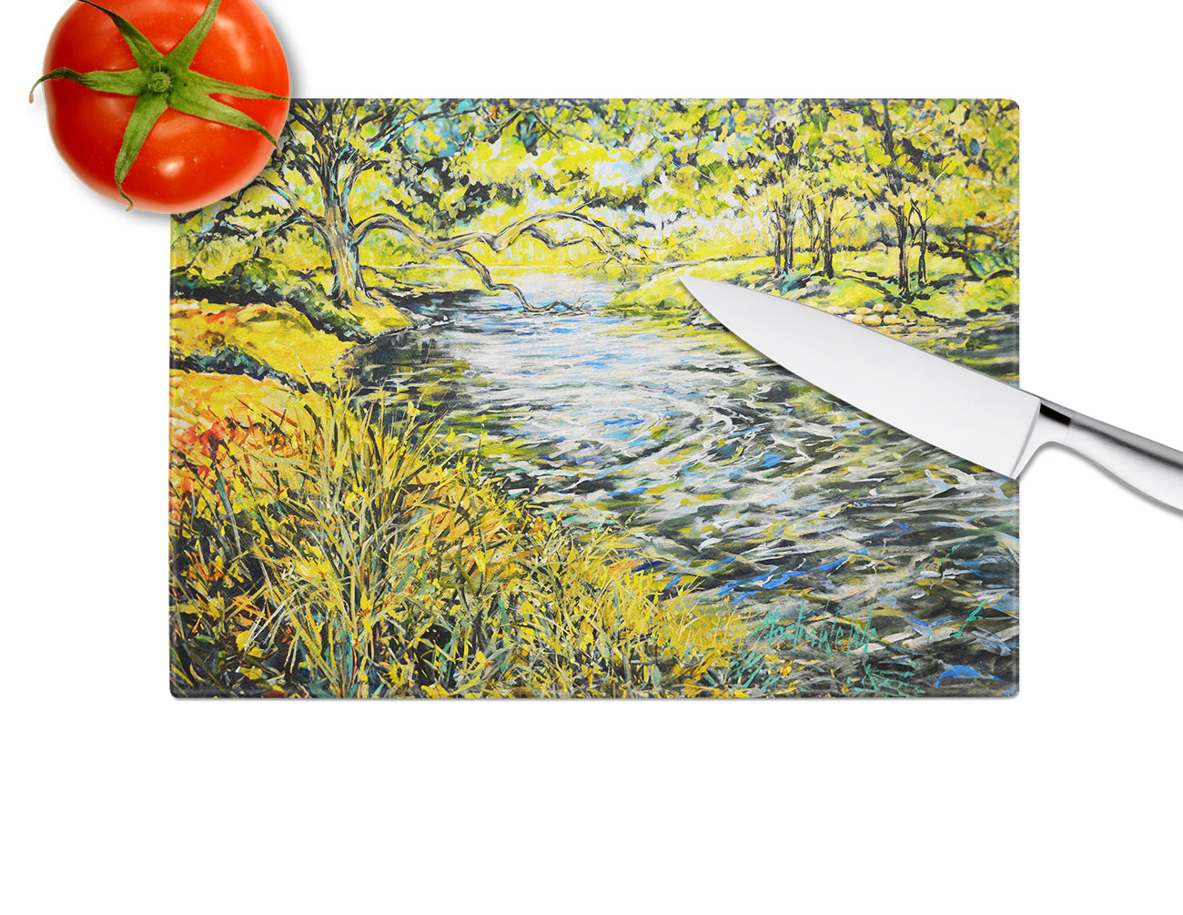 At The Grand Hotel Cutting Board Tempered Glass Kitchen Cutting Surface, Heat Resistant Chopping, Non-Slip Feet, Food Prep & Serving